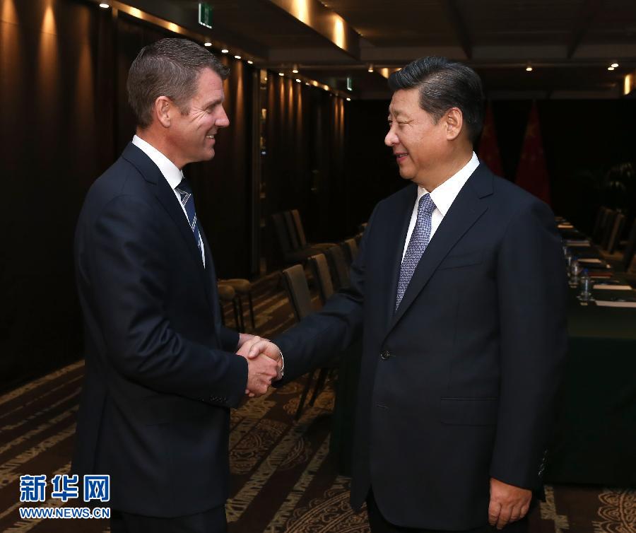 11月19日,中國國家主席習近平在悉尼會見澳大利亞新南威爾士州州長貝爾德。 新華社記者 龐興雷 攝 11月19日,中國國家主席習近平在悉尼會見澳大利亞新南威爾士州州長貝爾德。 新華社記者 龐興雷 攝