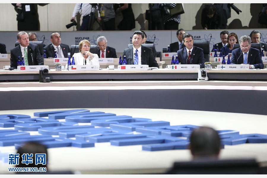 4月1日，第四屆核安全峰會在美國首都華盛頓舉行。國家主席習近平出席并發表題為《加強國際核安全體系，推進全球核安全治理》的重要講話。新華社記者蘭紅光攝