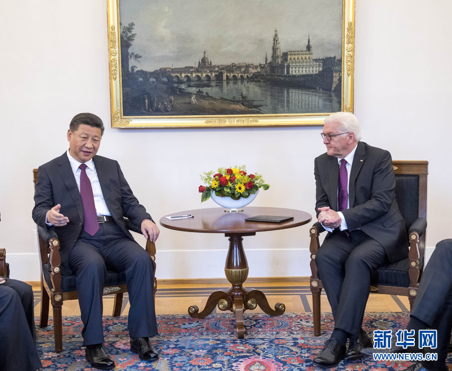 7月5日，國家主席習近平在柏林會見德國總統施泰因邁爾。 新華社記者李學仁 攝